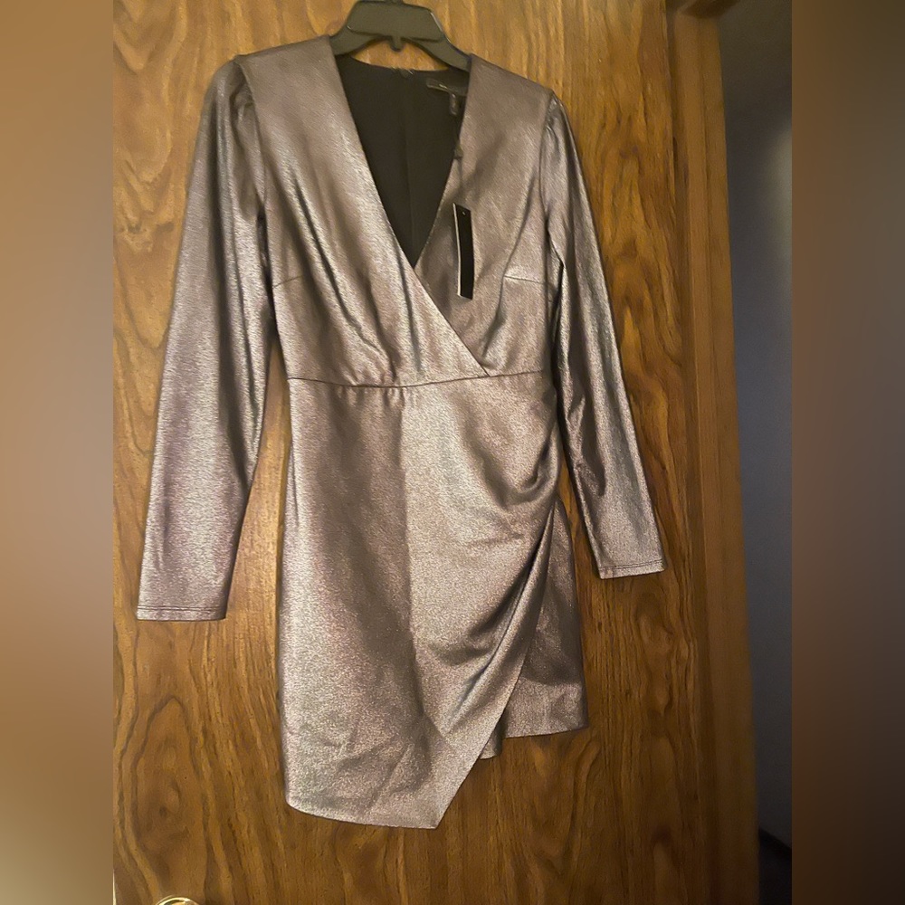 BCBO MAYAZRIA long sleeve gun metal dress size 4